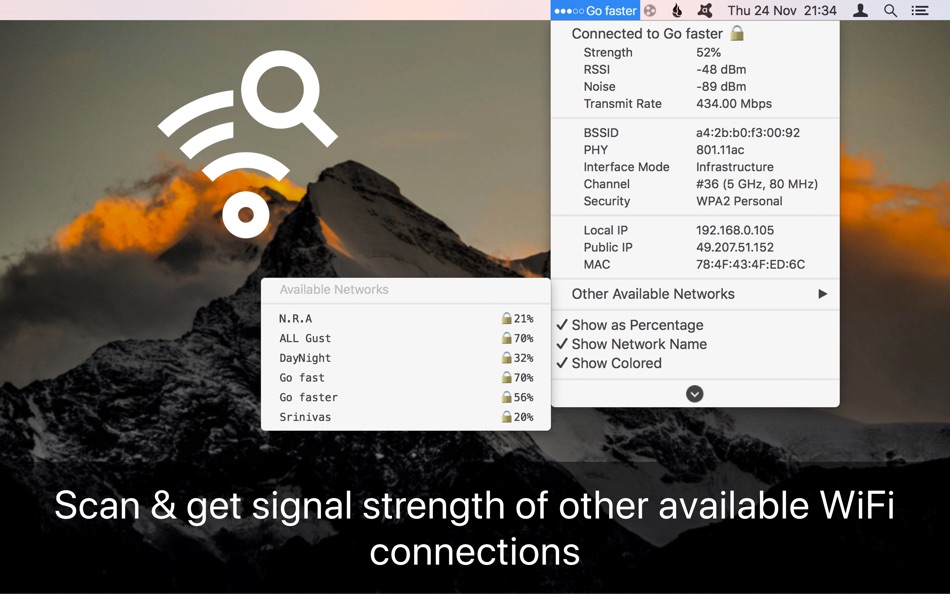 #3. WiFi Signal Strength: Wifiry (macOS) Podle: AppYogi Software