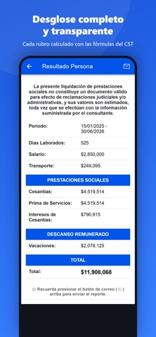 Liquidación Laboral Colombia iPhone screenshot