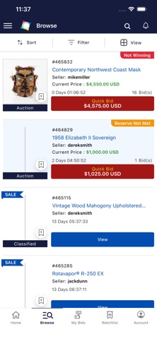 AuctionWorx Enterprise Mobile iPhone screenshot