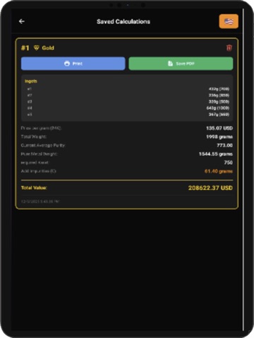 Gold Karat Calculator iPad screenshot