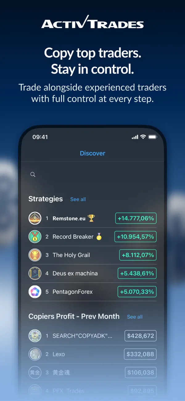 Screenshot #1 pour ActivTrades copytrading