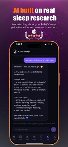 Lunaby: Baby Sleep Tracker iPhone screenshot