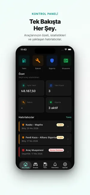 Aracım - Bakım & Yakıt Takibi screenshot 2