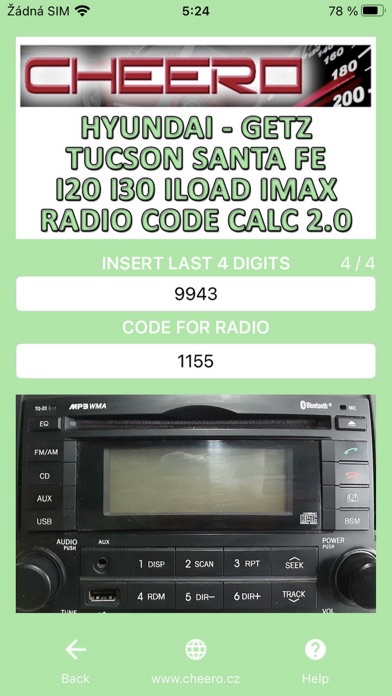 RADIO CODE for HYUNDAI TUCSON Screenshot