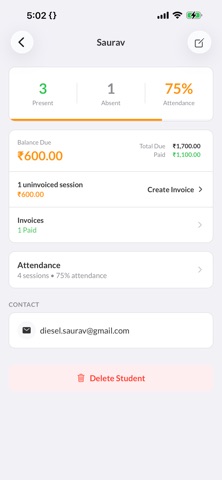 Present+ Attendance & Invoices screenshot