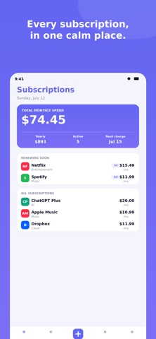 Subsly: Subscription Tracker Screenshot 1 of 4