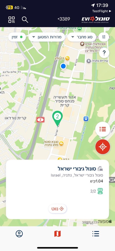סונול EVI – פתרונות לרכב חשמלי - sonol-evi-ev-charging-map