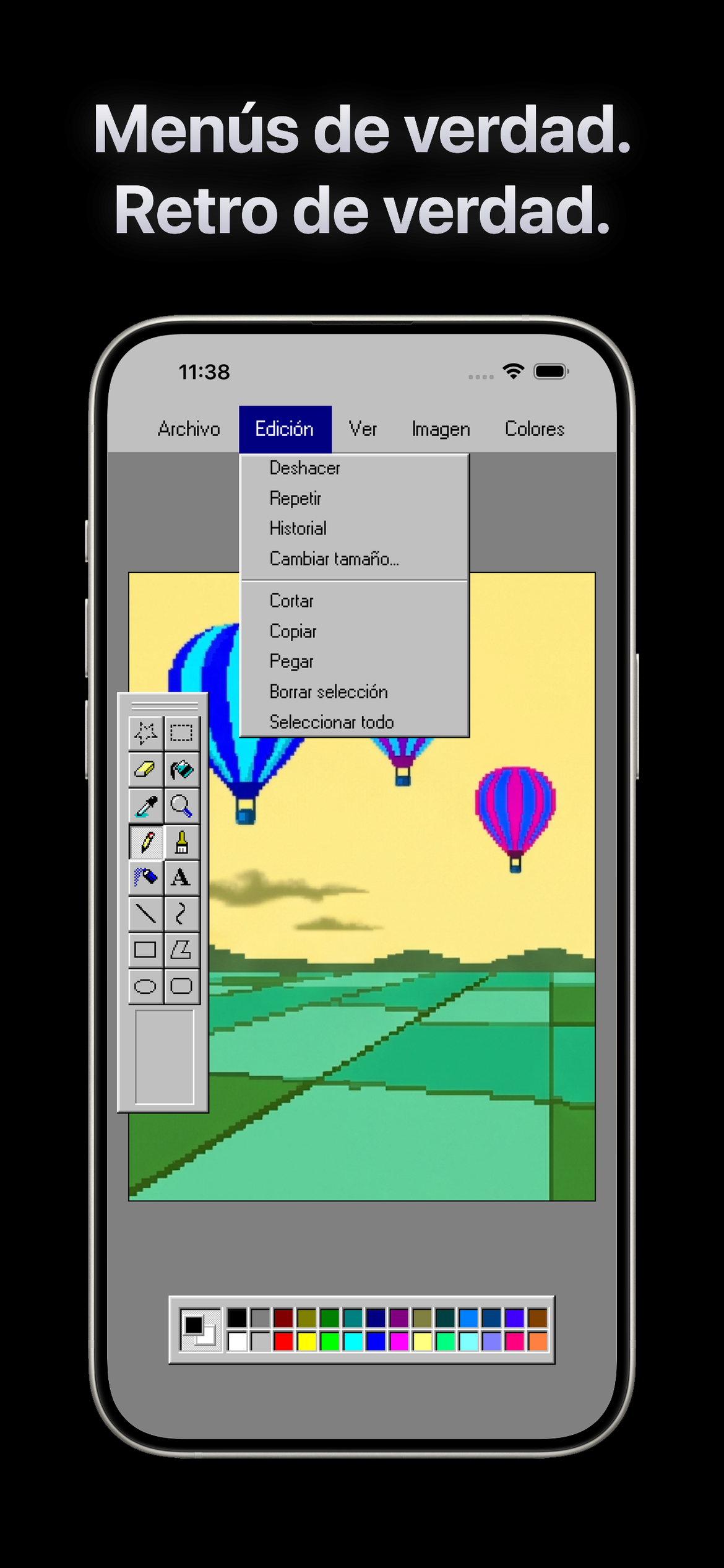 Paint.exe - Pintar retro — Menus de verdad, retro de verdad