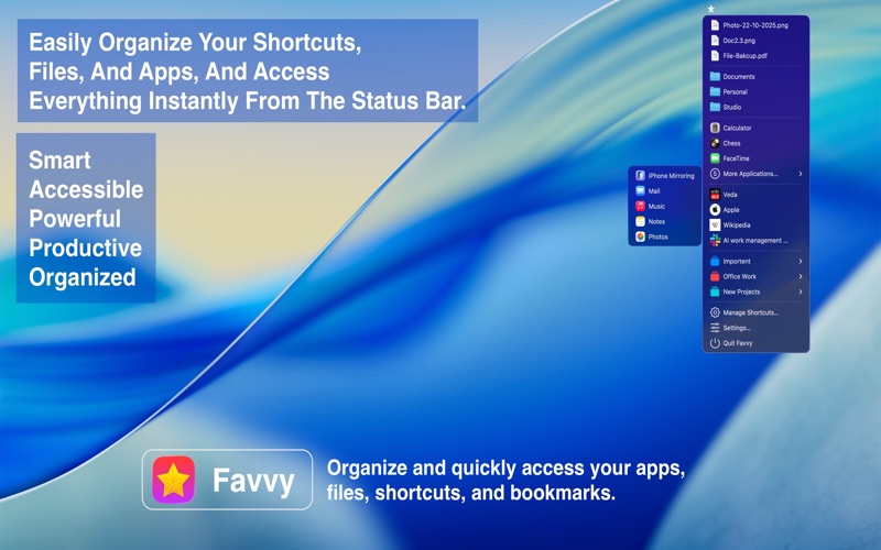 Favvy: Quick Access Shortcuts app screenshot