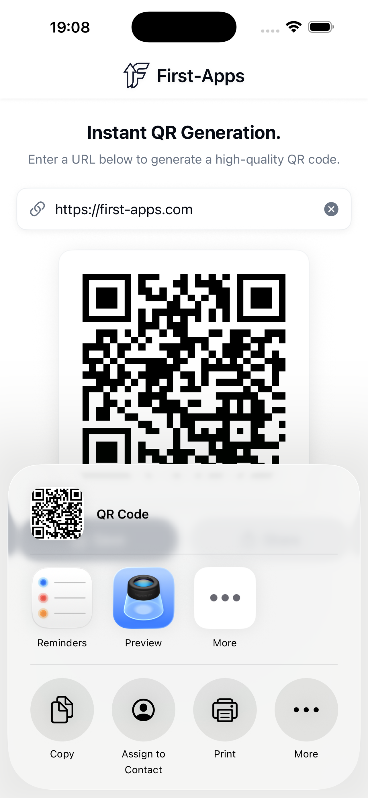 FirstApps QR Code Generator