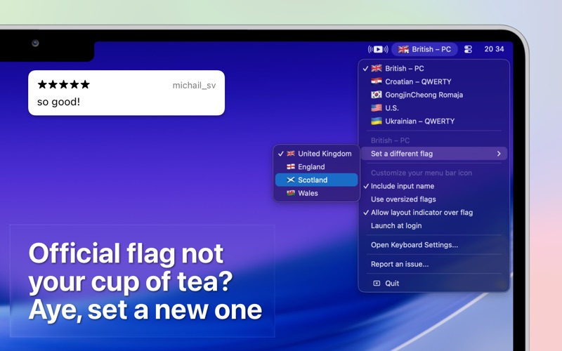 Colorful Input Menu Flags iPhone screenshot