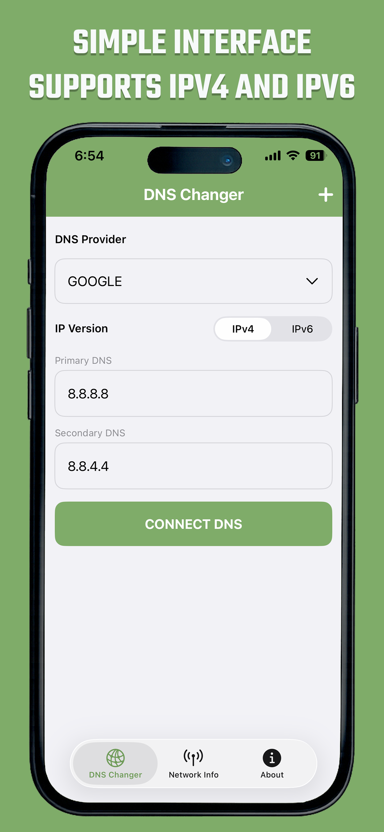 Custom DNS Changer IPV4 & IPV6