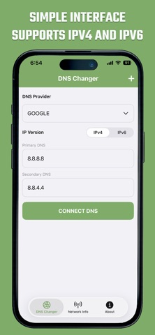 Custom DNS Changer IPV4 & IPV6 iPhone screenshot