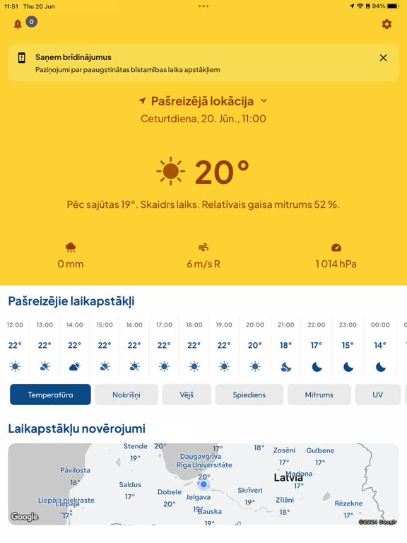 Meteo.lv iPad screenshot 1 - Weather app