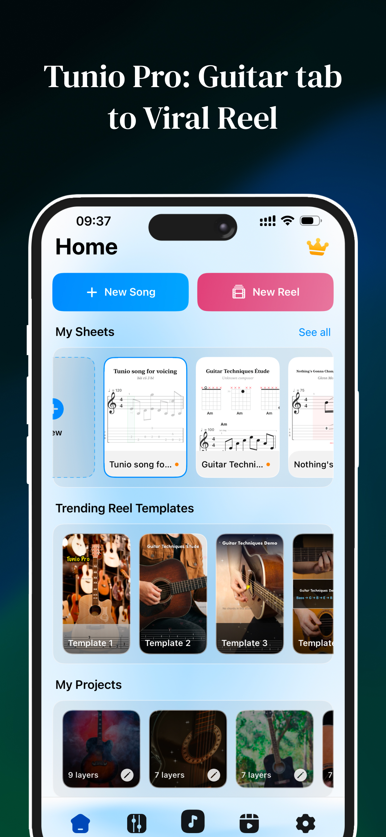 Tunio Pro: guitar tab to reel