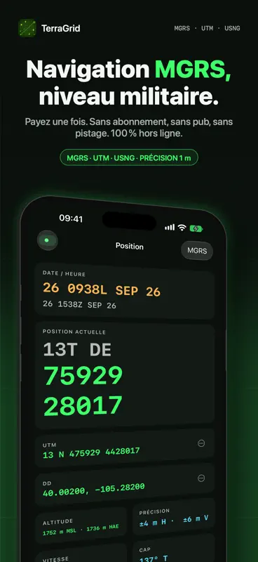 TerraGrid: GPS militaire MGRS screenshot 1 of 10