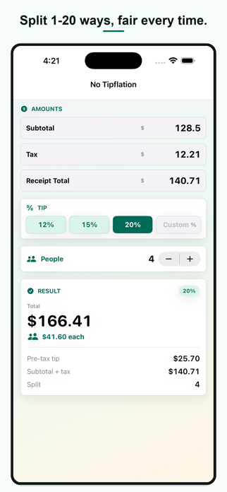 No Tipflation: Tip Calculator Screenshot 4 of 5