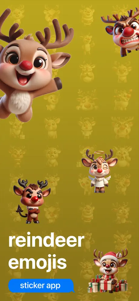 Reindeer Emojis 驯鹿趣味表情应用截图