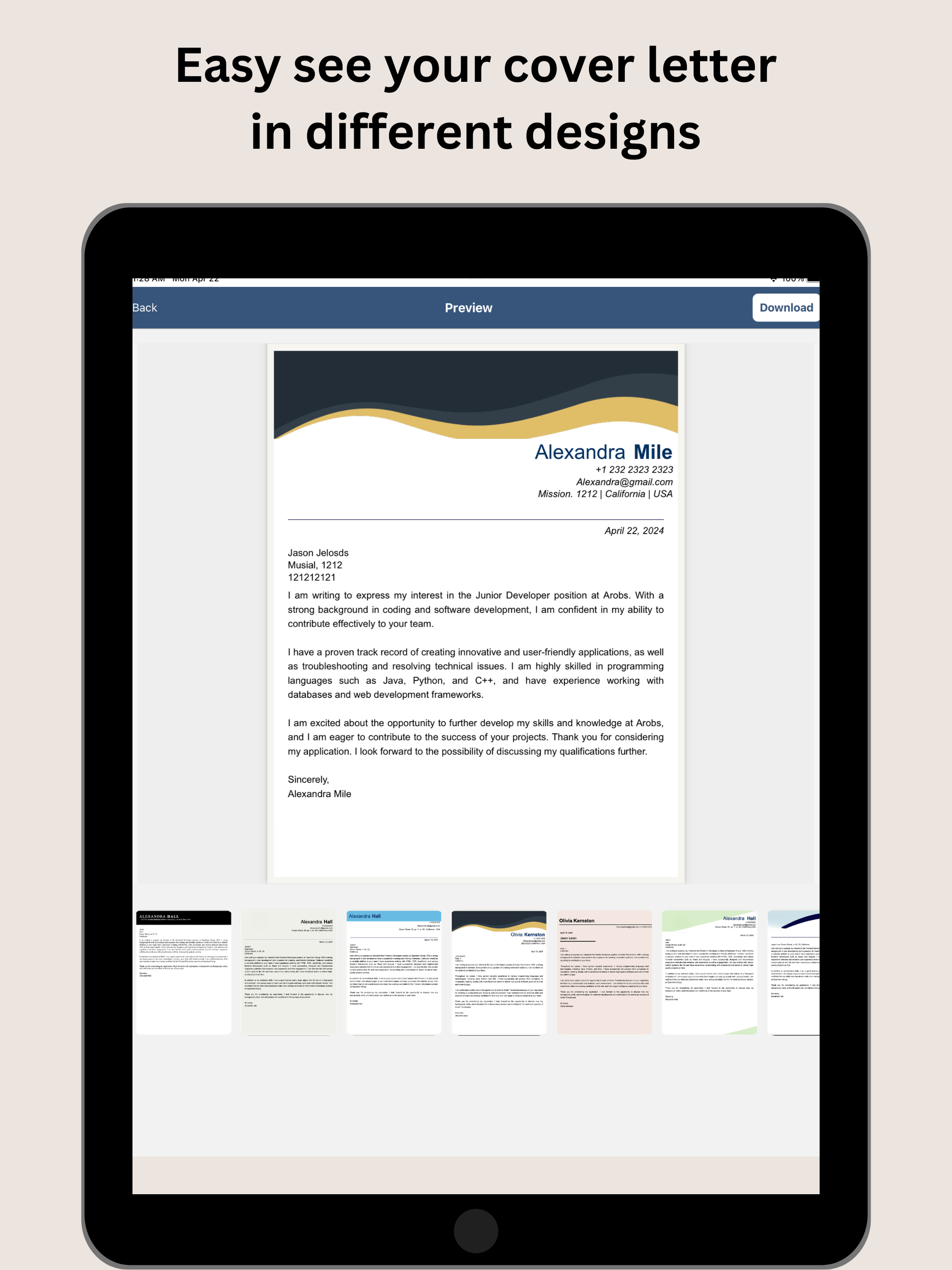 Cover Letter Creator: CV maker