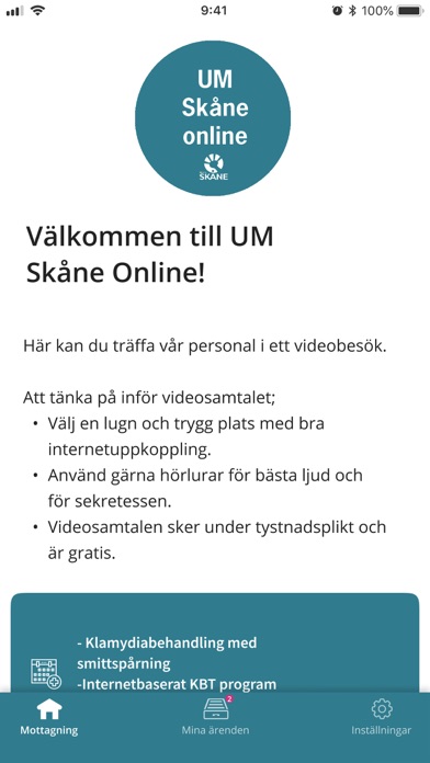 Ungdomsmottagning Skåne Online iPhone screenshot 1