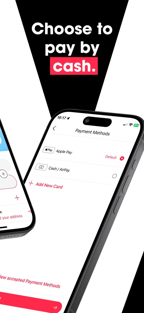 Veezu Taxi UK | Request a Ride - Users can choose from a variety of secure payment methods, including digital wallets like Apple Pay and the traditional cash option for ultimate flexibility.