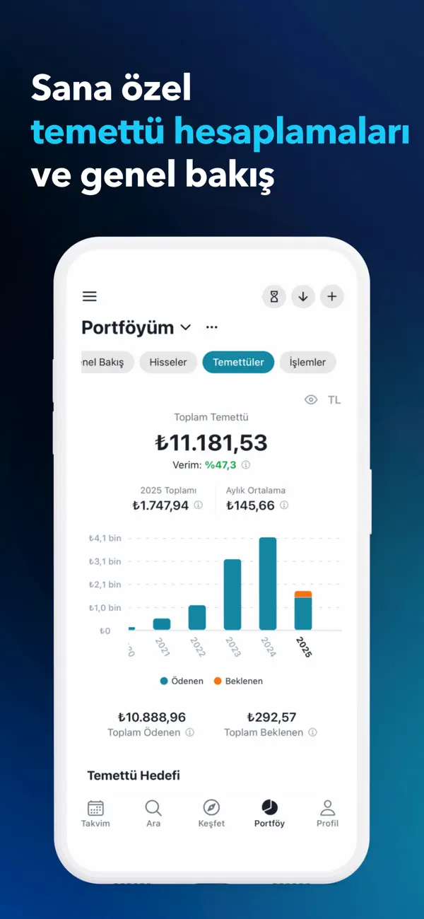 Screenshot #3 pour Temettü: Hisse Portföy Takvim