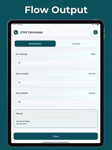 Duct Calculator. iPad screenshot