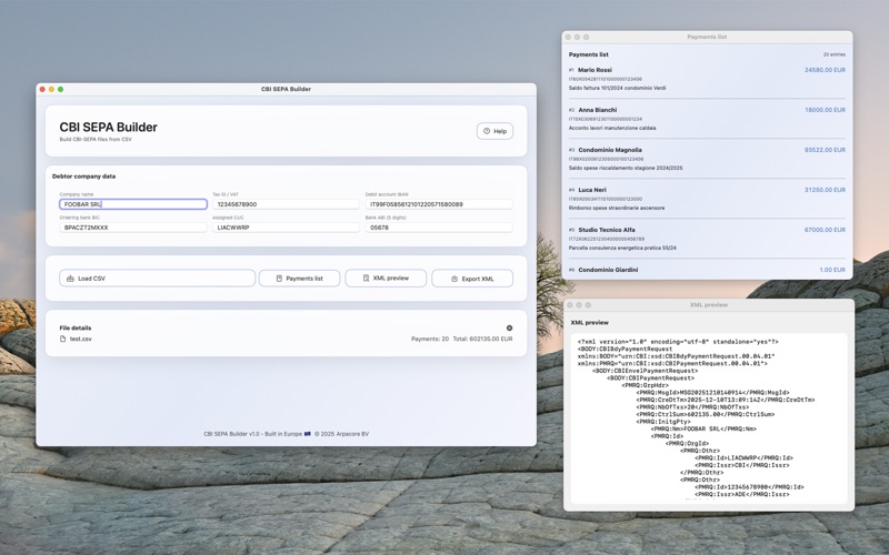 CBI SEPA Builder screenshot