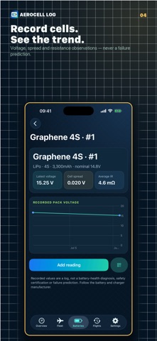 AeroCell Log: RC Battery Log iPhone screenshot