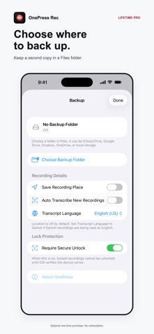 Voice Recorder - OnePress Rec iPhone screenshot