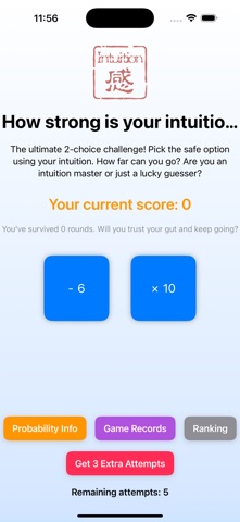 INTUITION++ Gut Challenge iPhone screenshot