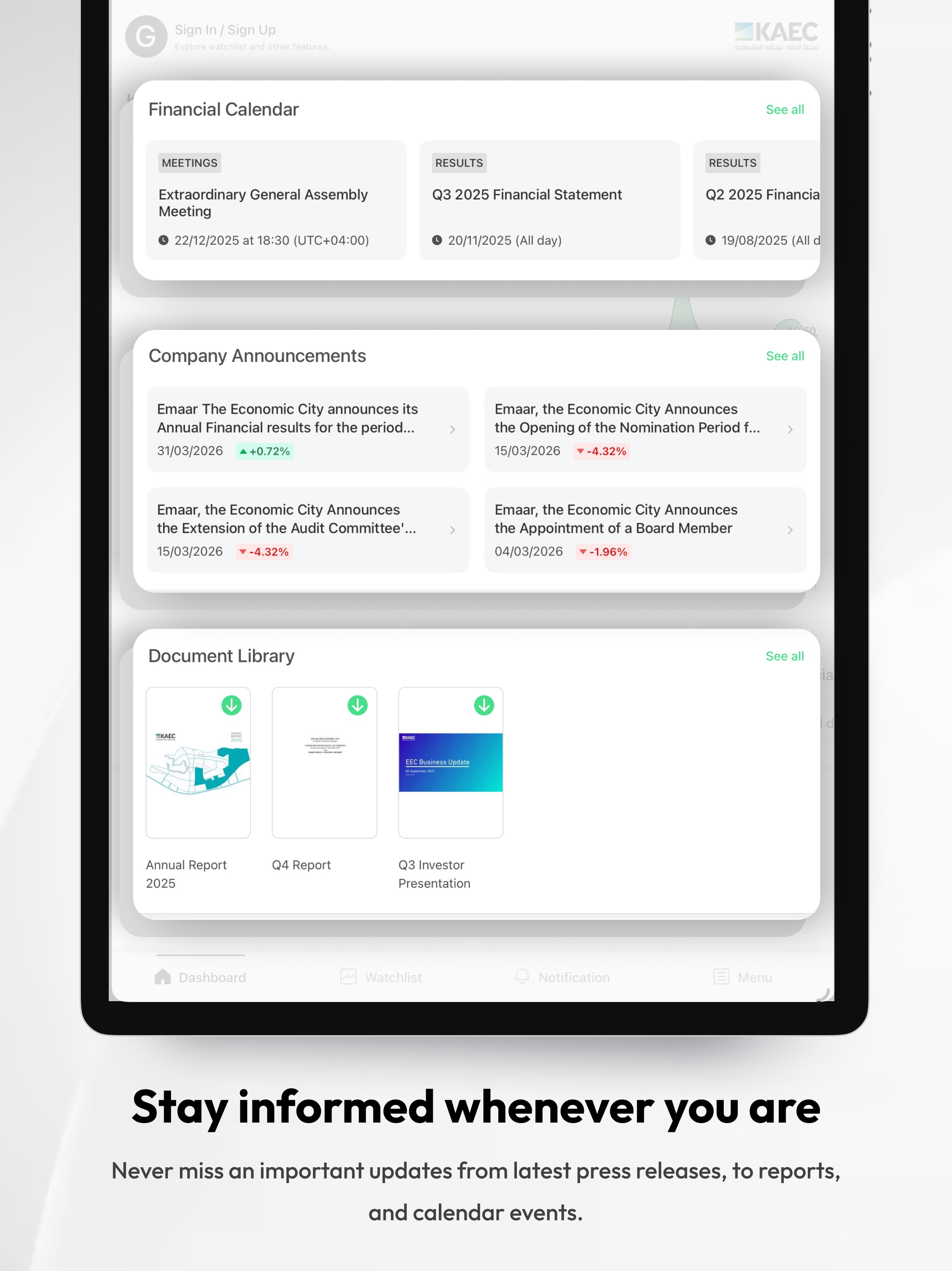 KAEC Investor Relations