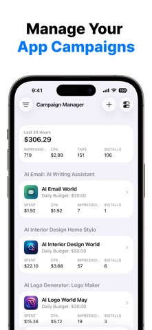 Campaign Manager for App Ads iPhone screenshot