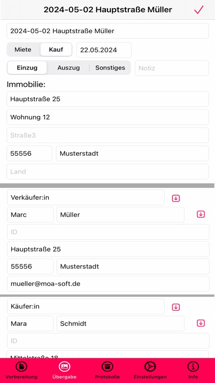 Immo Übergabe - Protokoll