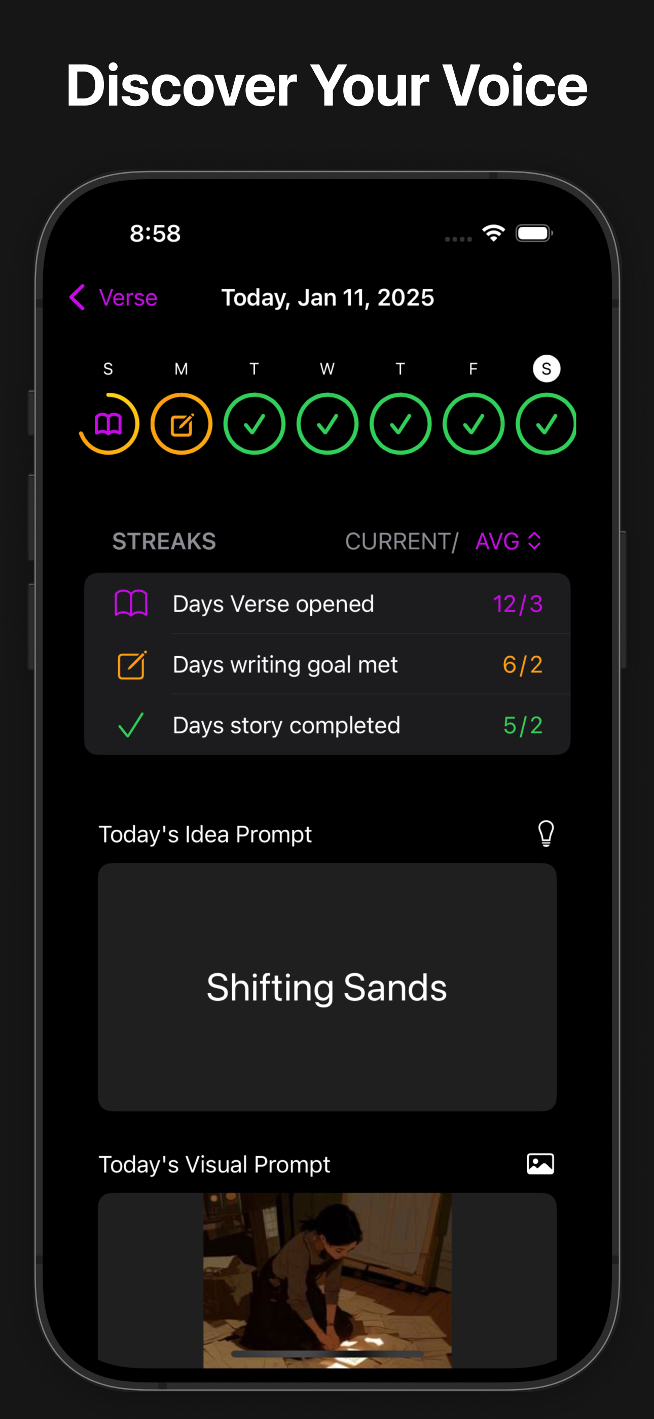 Verse: Prompts Goals & Streaks screenshot 8
