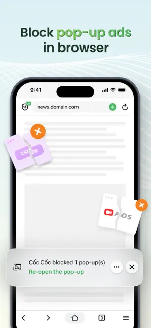 Cốc Cốc: Web Browser & Adblock iPhone screenshot 5