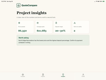 Quote Compare iPad screenshot