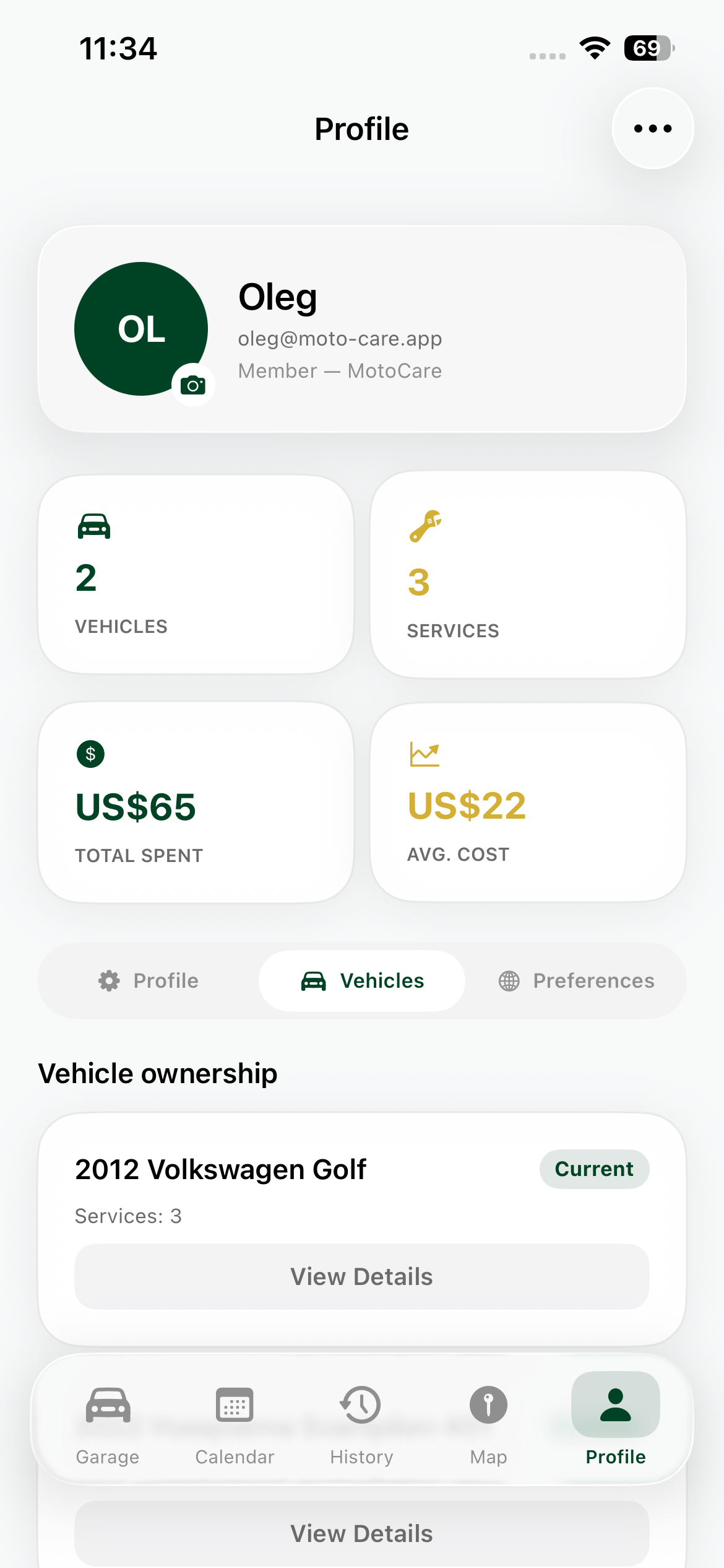 MotoCare Service Log