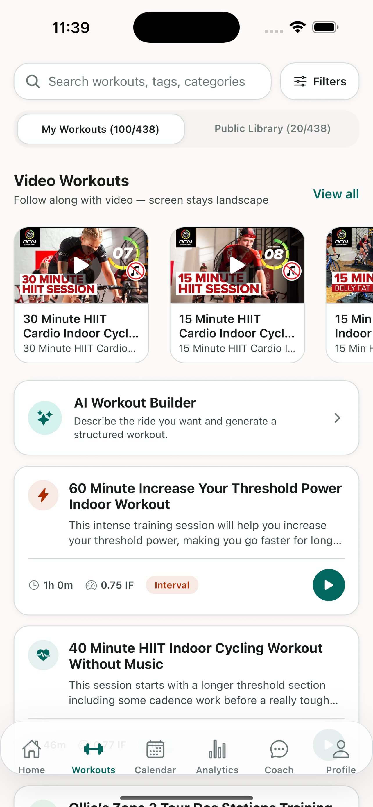 VeloWorkout screenshot 2