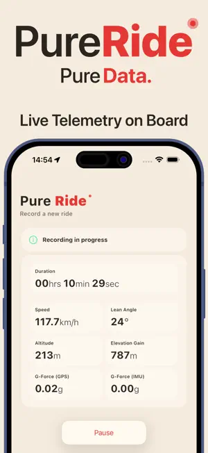 PureRide: Motorcycle Telemetry screenshot 1