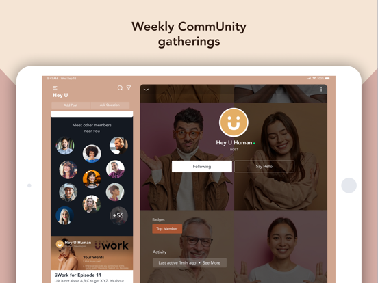 Hey U Human iPad screenshot 1 - Social Networking app