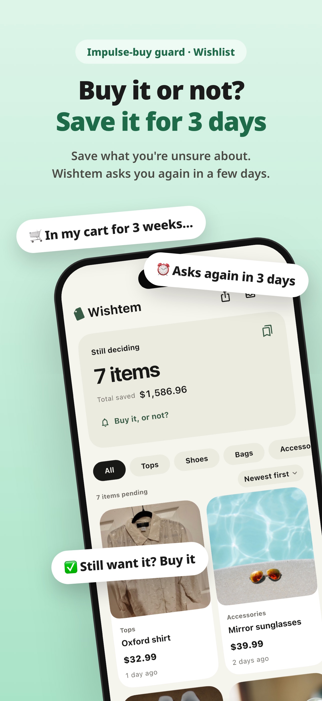 Screenshot 1 of Wishtem: Buy or not? Wait 3d