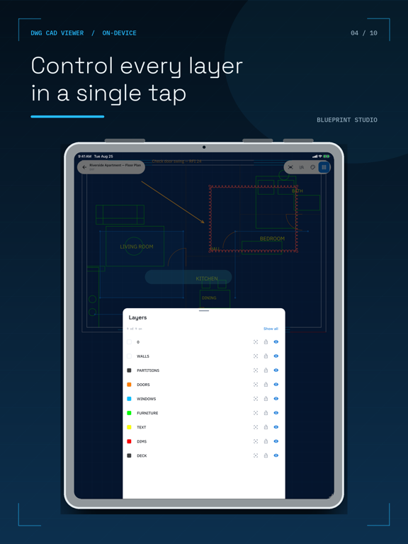 DWG CAD Viewer: DXF, STL iPad screenshot