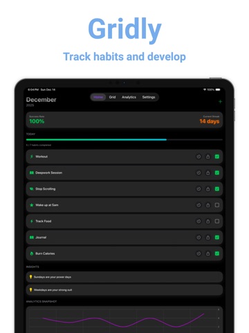Gridly: Habit Tracking App iPad screenshot