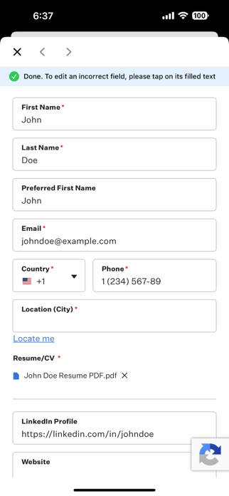 Filler: Autofill Job Forms Screenshot 1 of 3