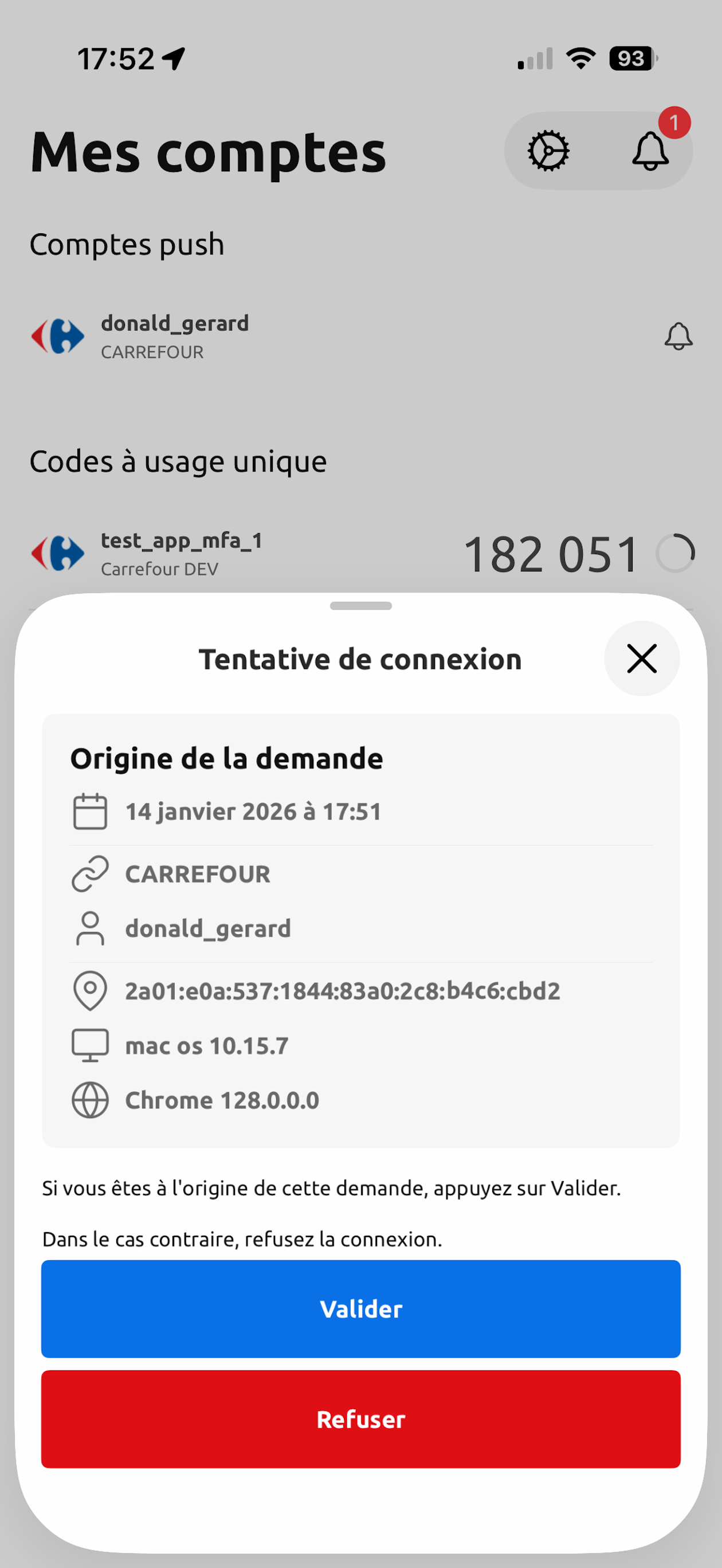 Carrefour Authenticator