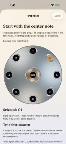 Handpan Lessons: Tabs & Tuner Screenshot 1 of 6