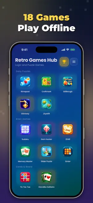 Retro Games Hub: Daily Puzzles screenshot 1