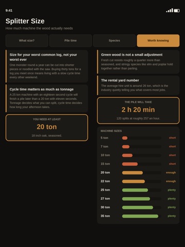 Log Splitter Size Guide iPad screenshot