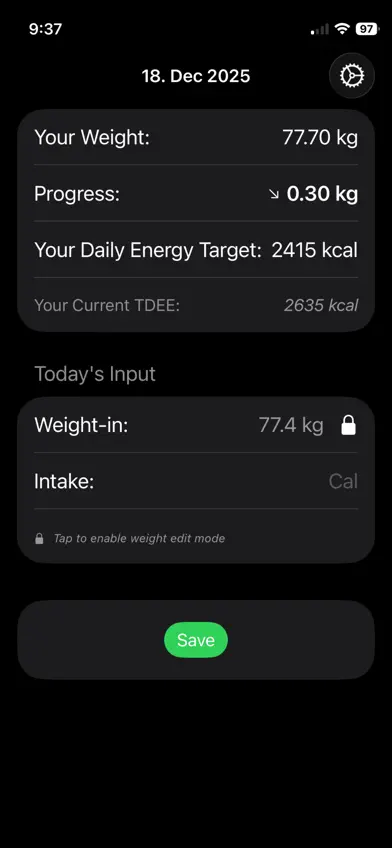 Delta - Adaptive TDEE screenshot 1